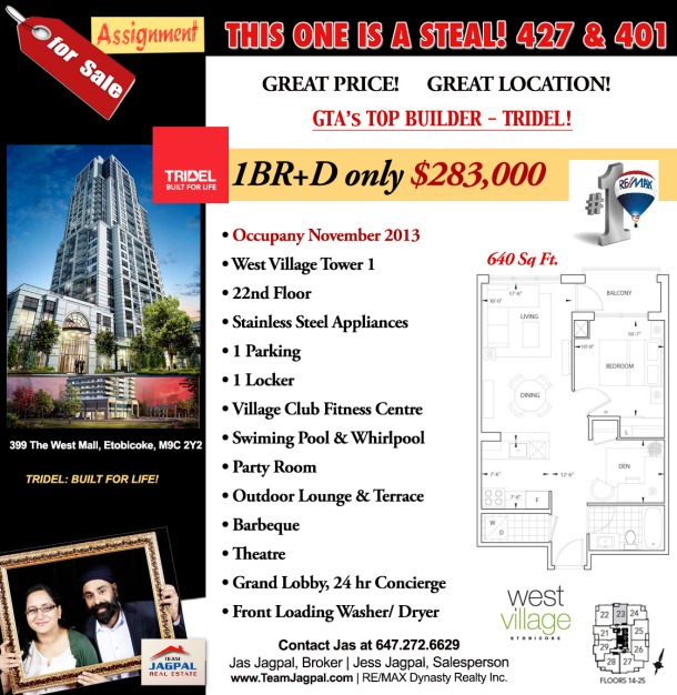 Tridel West Village Condo Assignment For Sale
